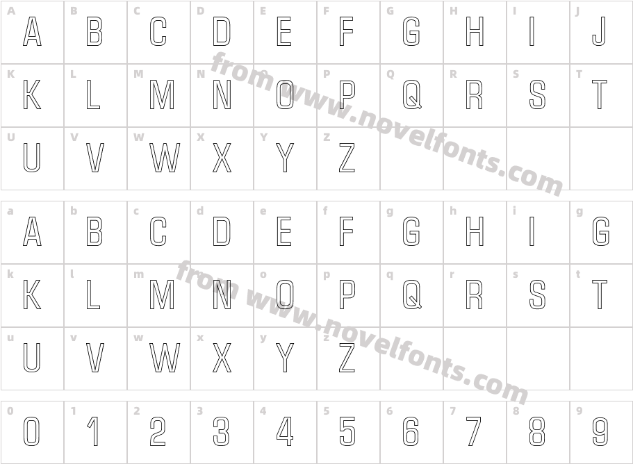 MicroTechnicCondOutlineCharacter Map