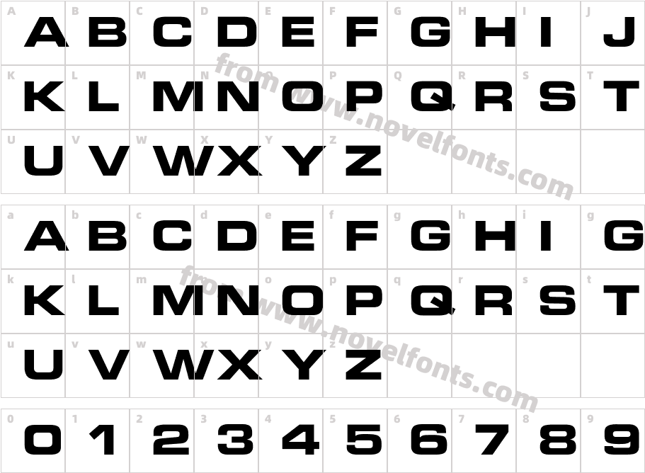 MicroTechnicExtBoldCharacter Map