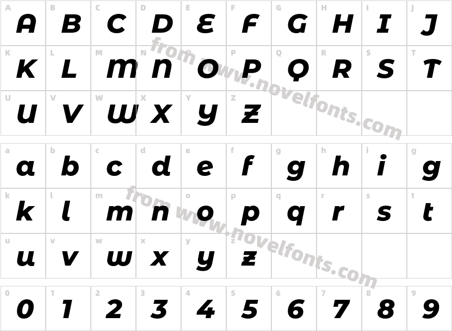 Montserrat Alternates Extra Bold ItalicCharacter Map