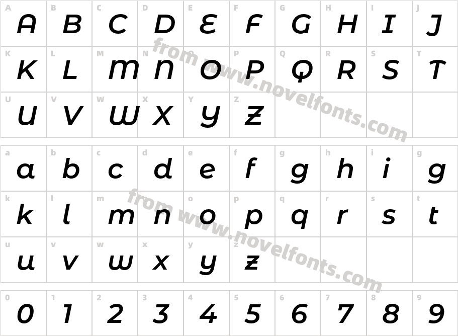 Montserrat Alternates Semibold ItalicCharacter Map