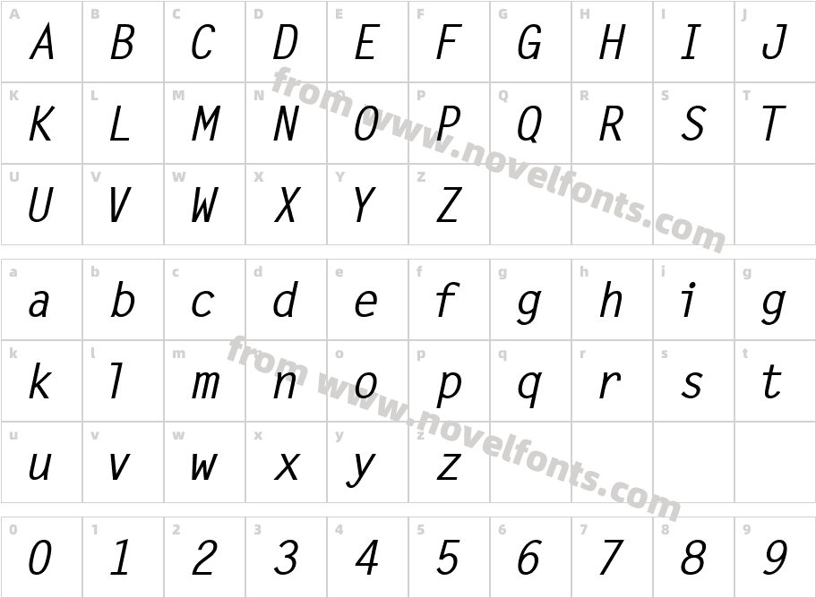 Microfine SSi Bold ItalicCharacter Map