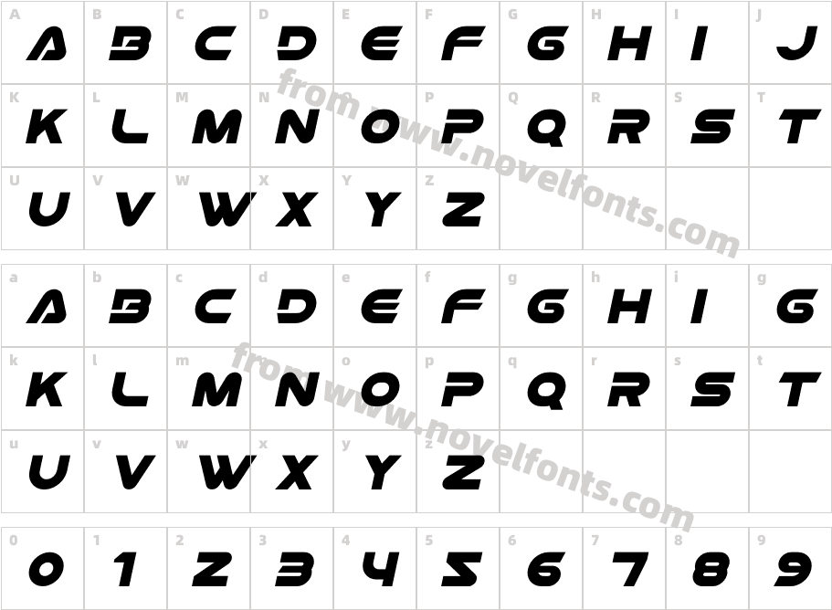 Monumen ItalicCharacter Map