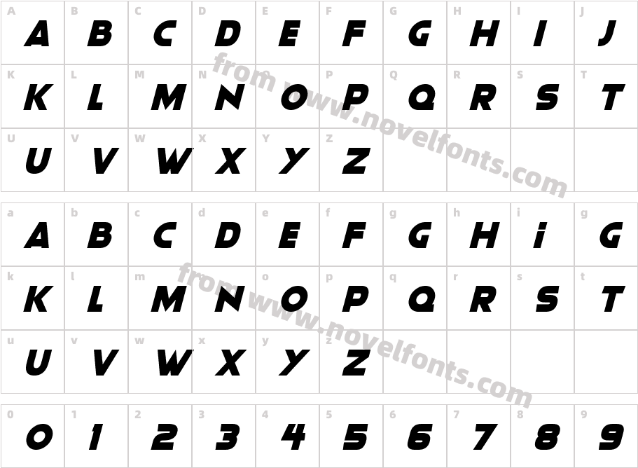 Moonlightning ItalicCharacter Map