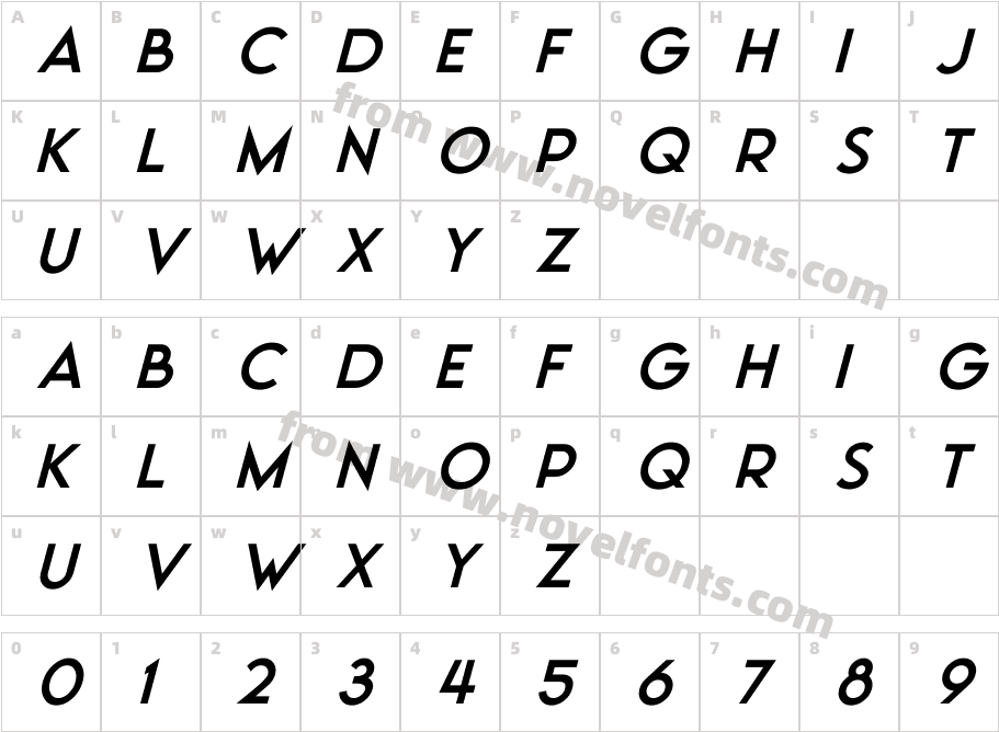Moonrising ItalicCharacter Map