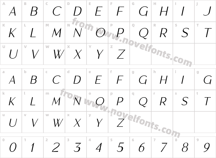Moragon ItalicCharacter Map