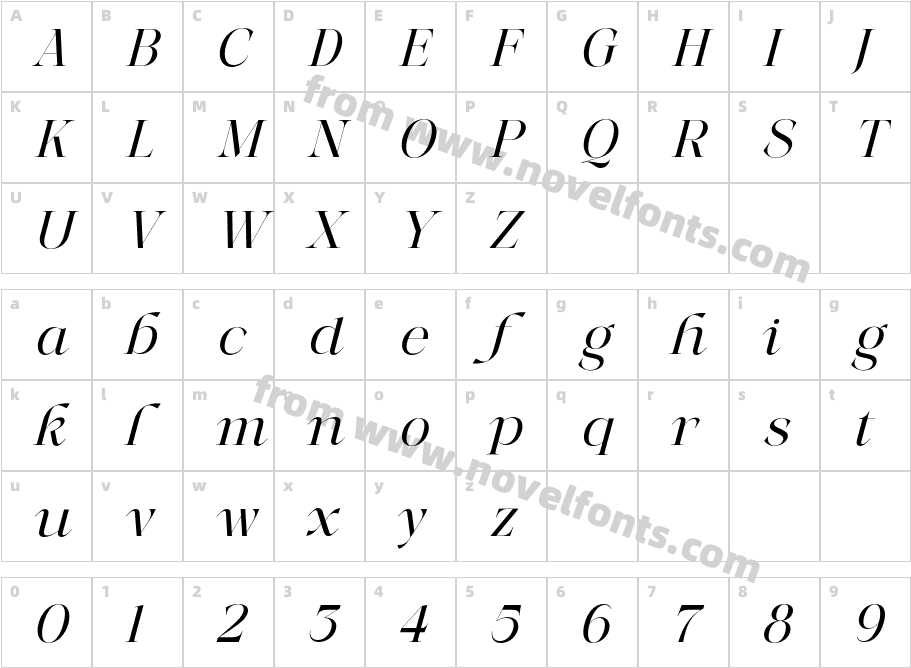 More Light ItalicCharacter Map