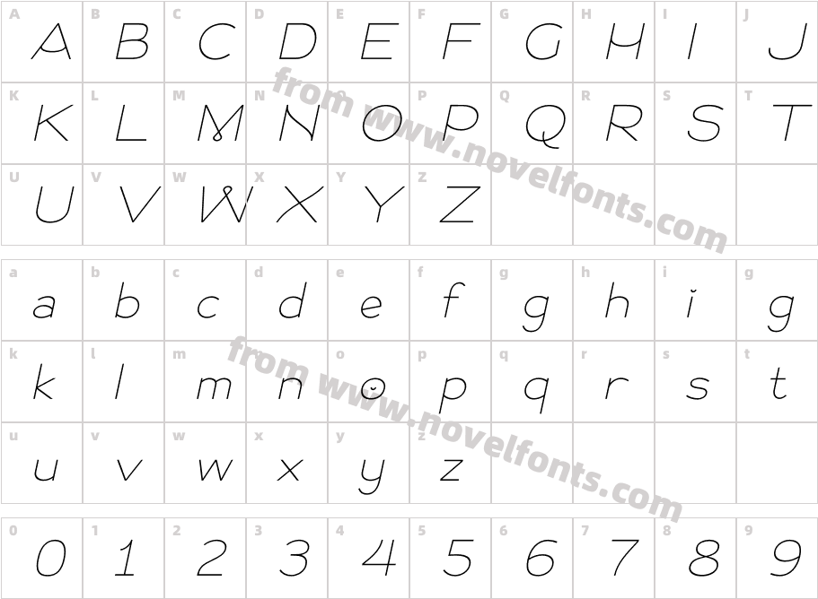 Mores ItalicCharacter Map