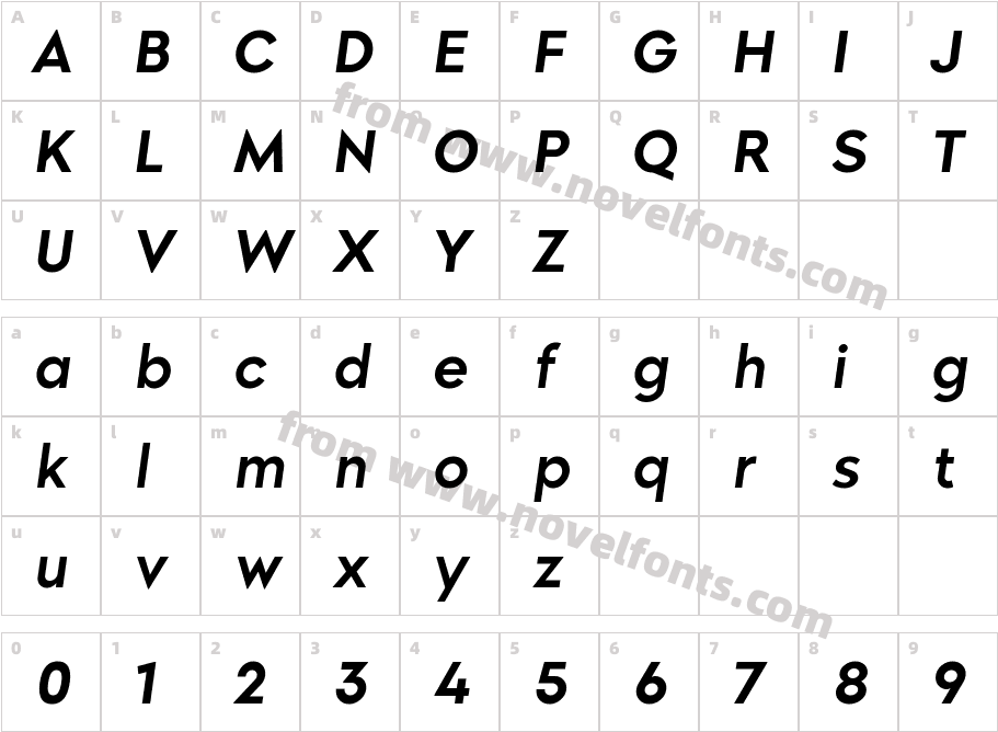 Morn Demi Bold ObliqueCharacter Map