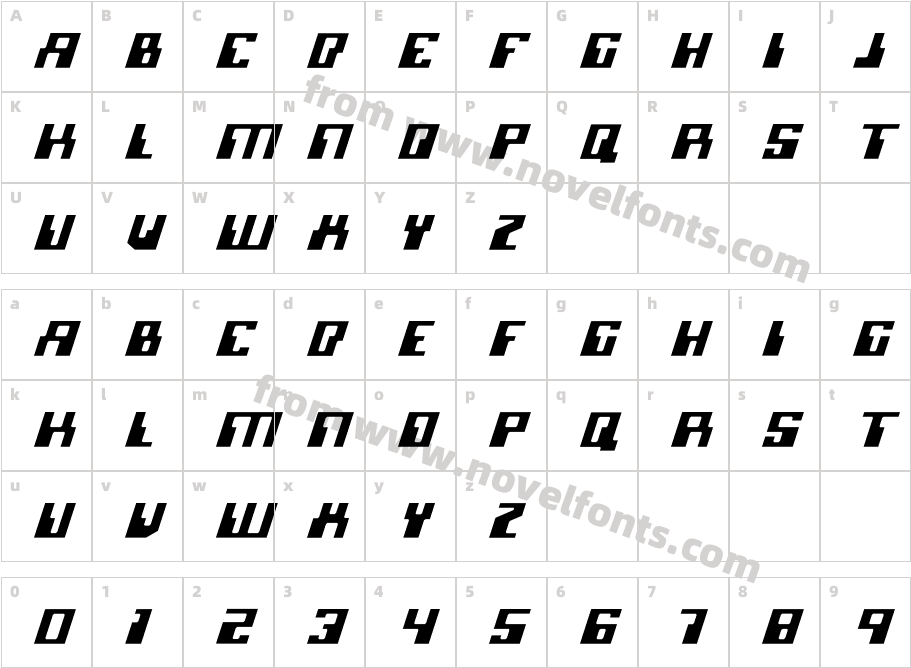 Micronian Light ItalicCharacter Map