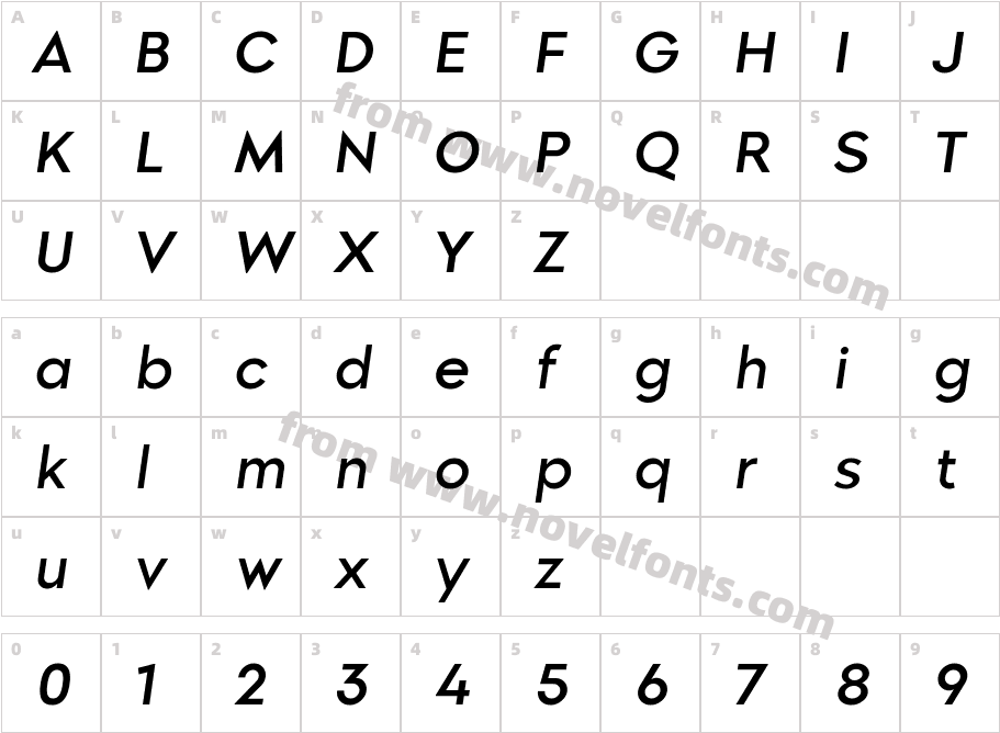 Morn Medium ObliqueCharacter Map