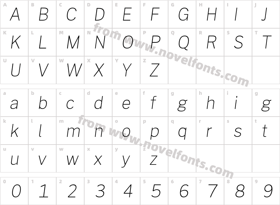Morrison Thin ItalicCharacter Map