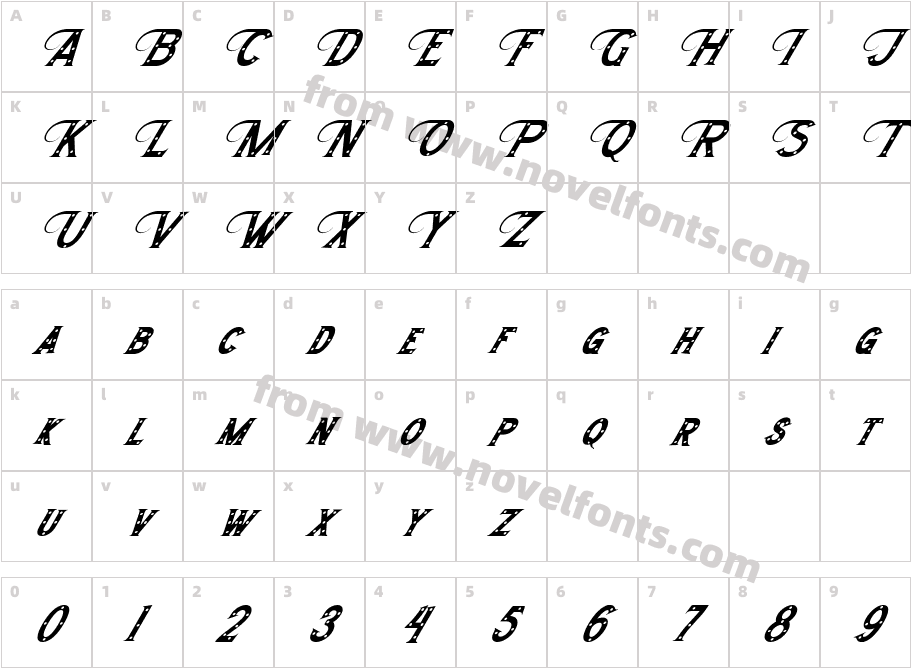 Morthwicks ItalicCharacter Map
