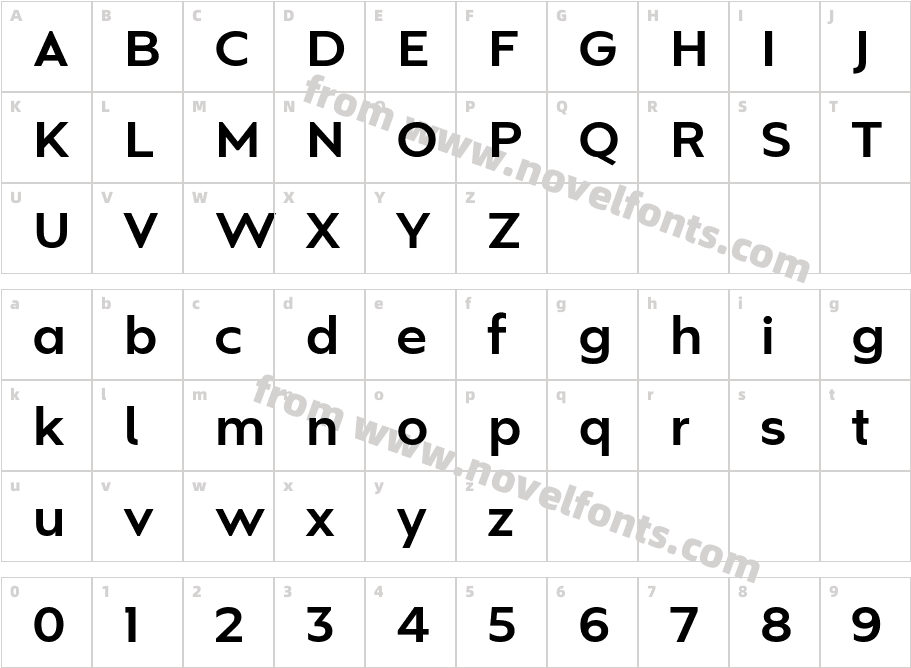 Mosafin BoldCharacter Map