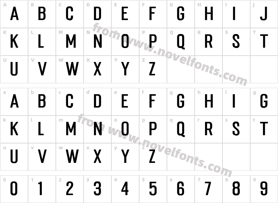 Mostin MediumCharacter Map
