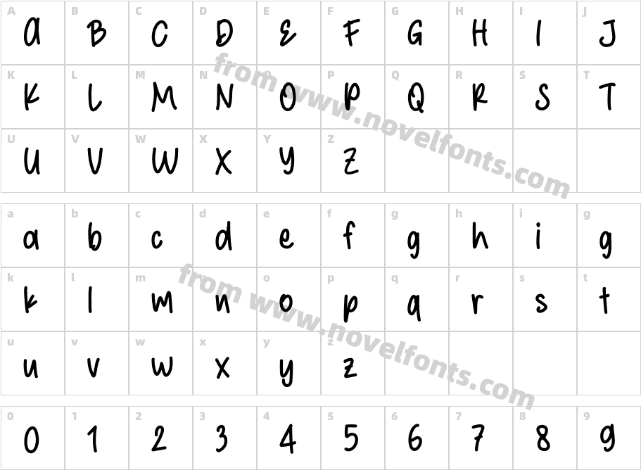 Motherly Demo RegularCharacter Map