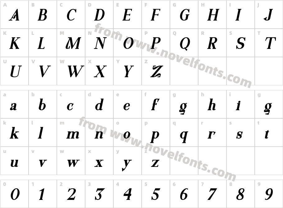 Motzeda Bold ItalicCharacter Map