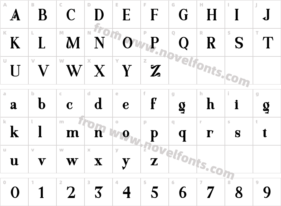 Motzeda BoldCharacter Map