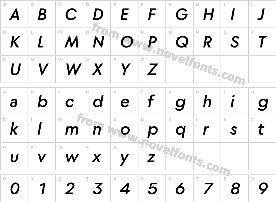 Moucha Vintage Medium ItalicCharacter Map