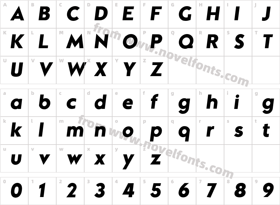 Mouser Bold ItalicCharacter Map