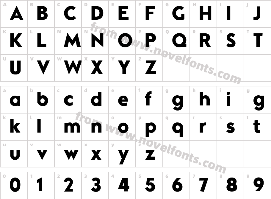 Mouser BoldCharacter Map