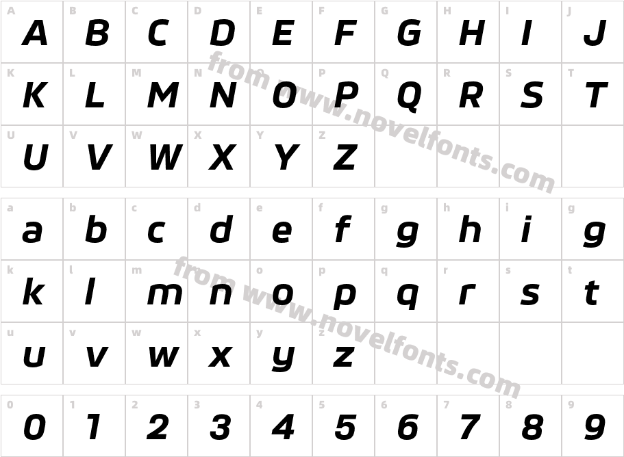 Movida Expanded Bold ItalicCharacter Map