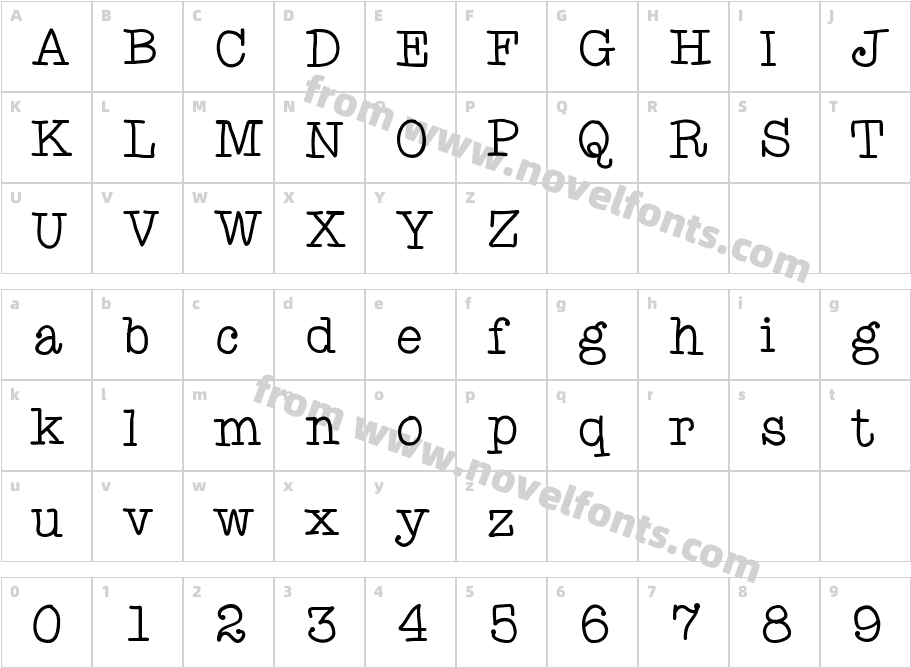 AniTypewriterCharacter Map