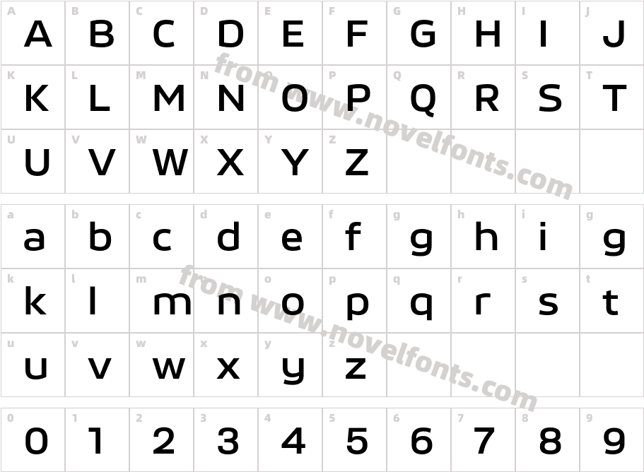 Movida Wide Demi BoldCharacter Map