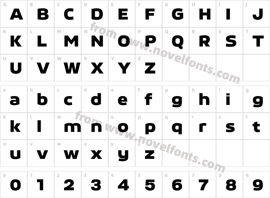 Movida Wide Extra BoldCharacter Map