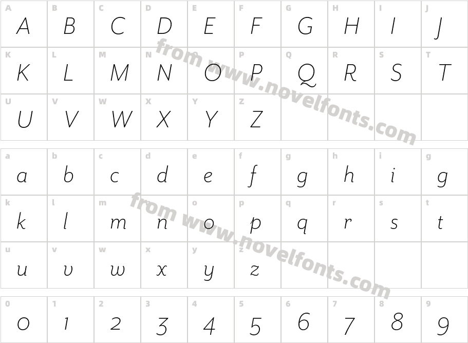 Mr Eaves SanOT Light ItalicCharacter Map