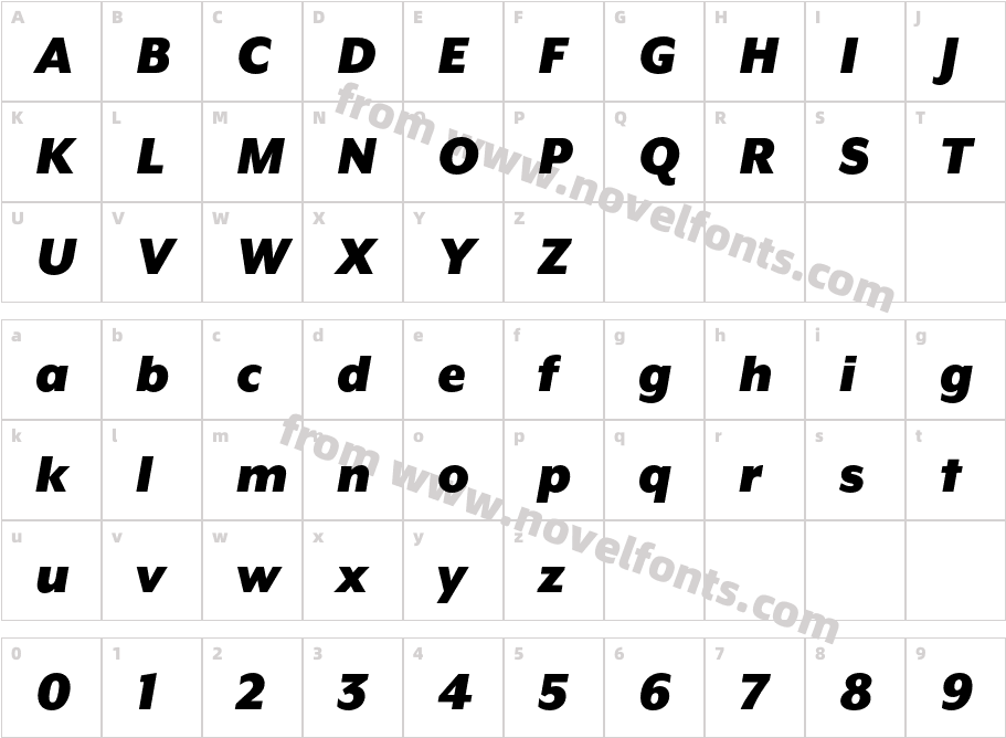 Mr EavesXL ModOT Ultra ItalicCharacter Map