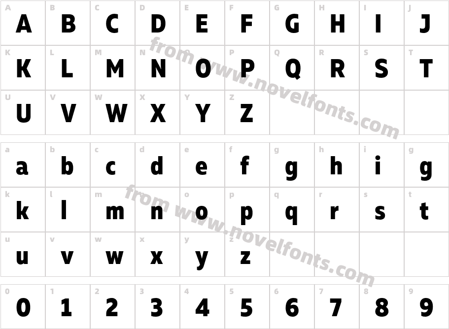Muller Narrow Extra BoldCharacter Map