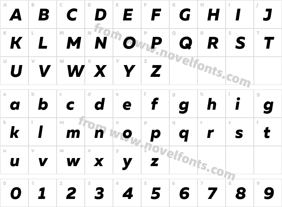 Muller Trial Extra Bold ItalicCharacter Map