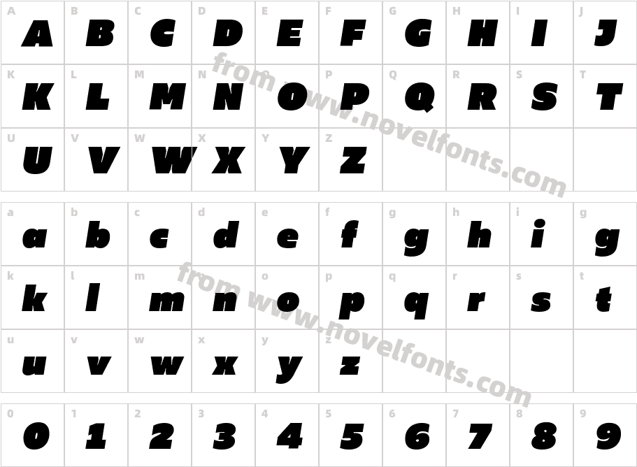 Muller Trial Fat ItalicCharacter Map