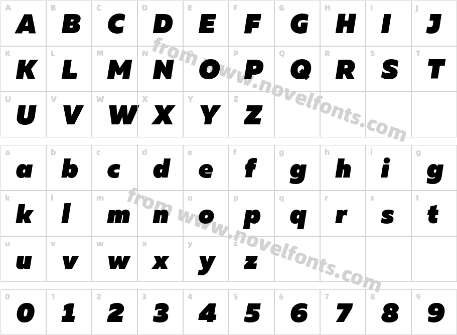 Muller Trial Heavy ItalicCharacter Map