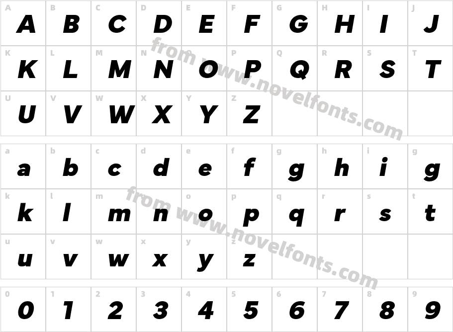 Mundial Black ItalicCharacter Map
