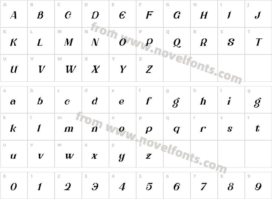 Mungo ItalicCharacter Map