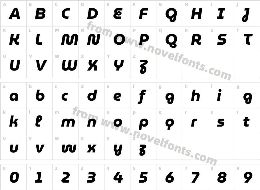 Museo Moderno Extra Bold ItalicCharacter Map