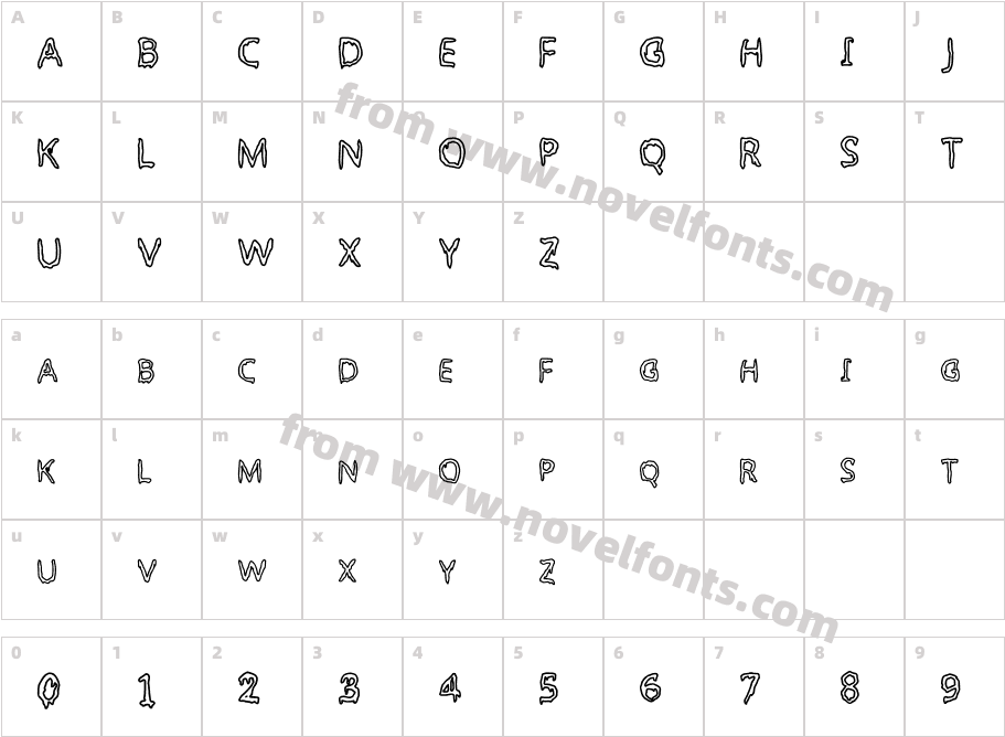 My Font Is Slimey RegularCharacter Map