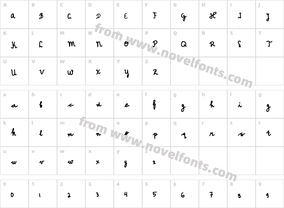 Myfont 30 RegularCharacter Map