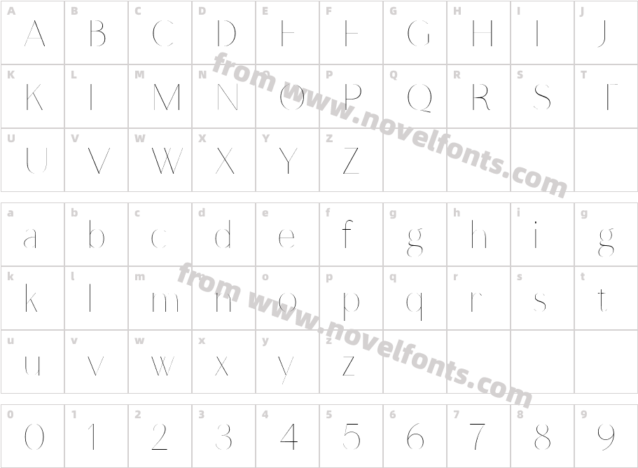 Mylon ThinCharacter Map
