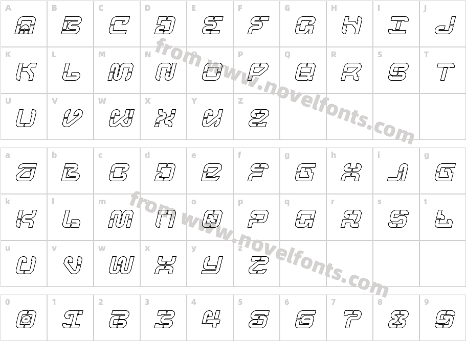 NCL Megrabs Mecha Outline SlantCharacter Map