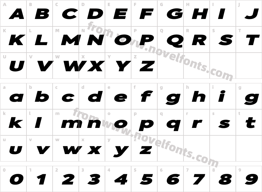 NCL Neovibes SlantCharacter Map