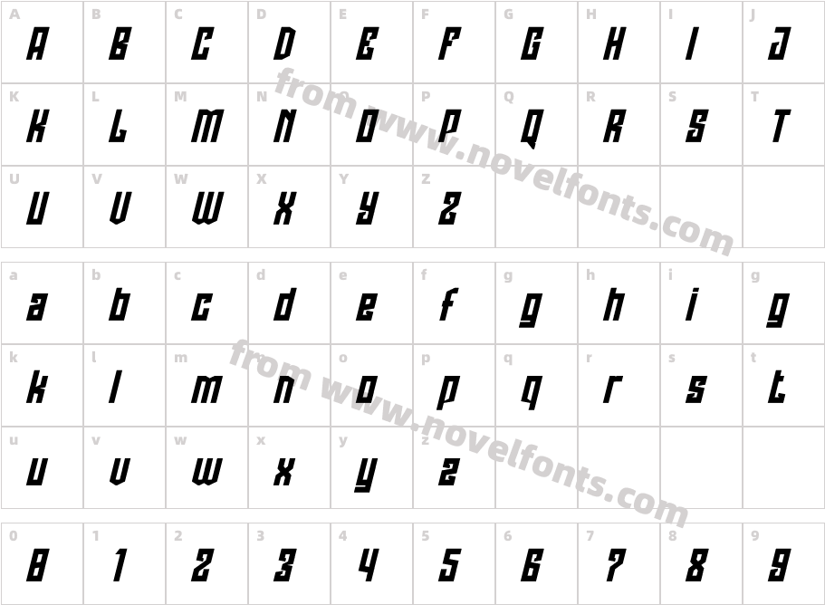 NCL Sebgorq SlantCharacter Map
