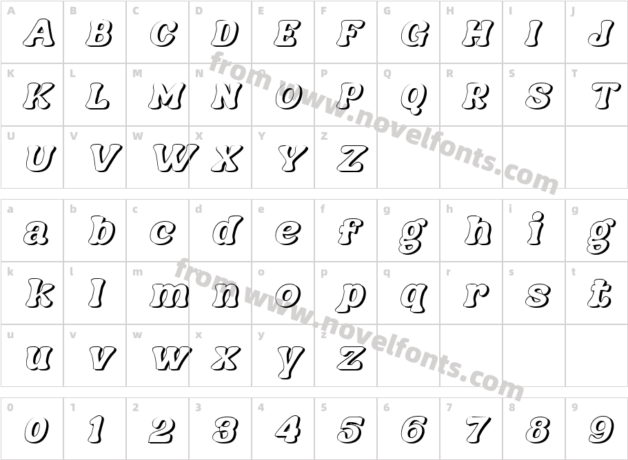 Nagbuloe Bold Italic ShadowCharacter Map