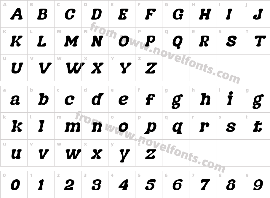 Nagbuloe Bold ItalicCharacter Map