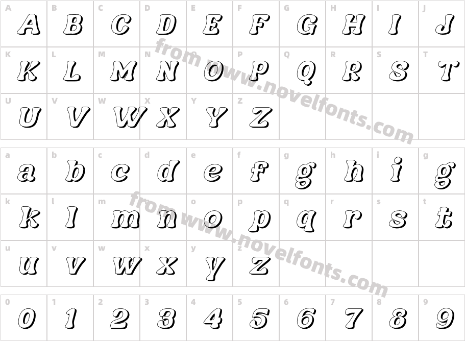 Nagbuloe Italic ShadowCharacter Map