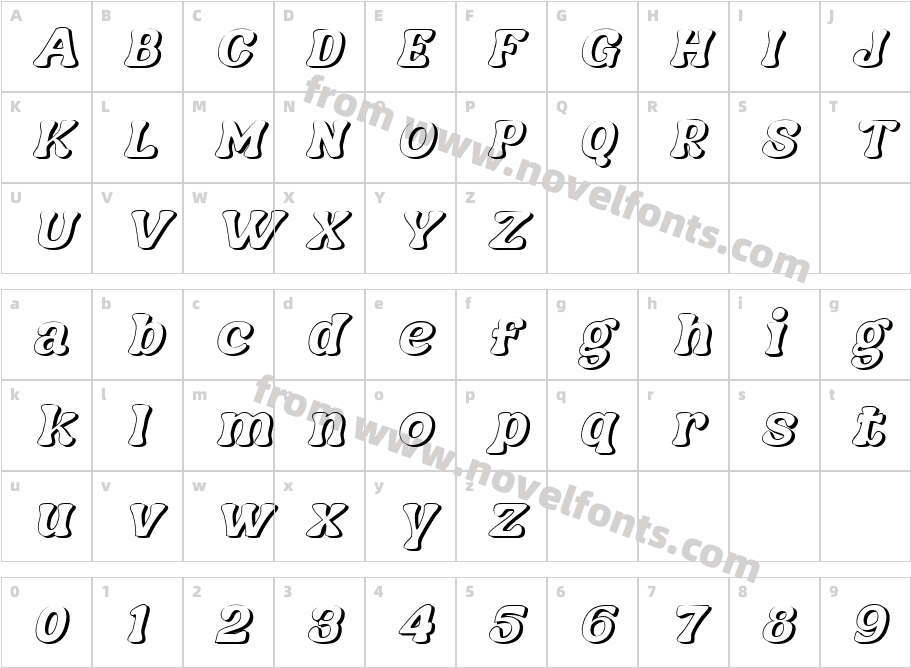Nagbuloe Italic ShadowCharacter Map