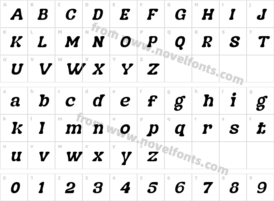 Nagbuloe ItalicCharacter Map