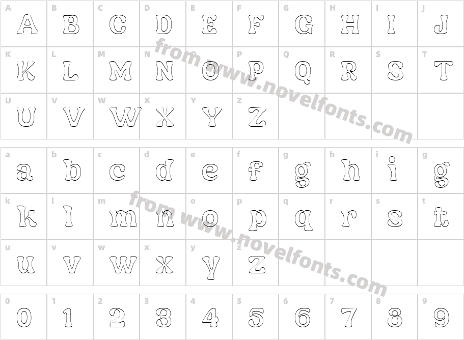 Nagbuloe Thin OutlineCharacter Map