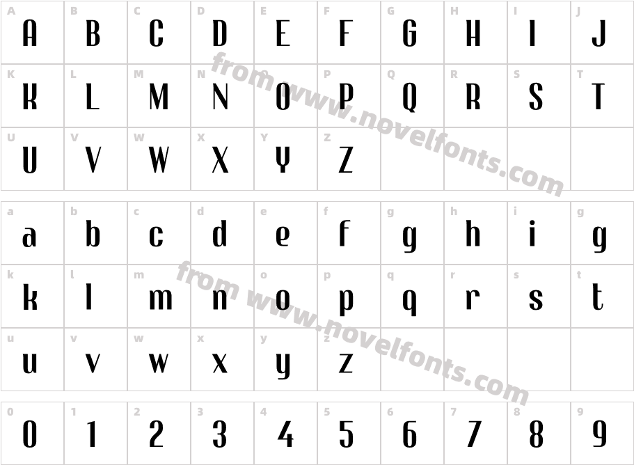 Nailhead Nova RegularCharacter Map